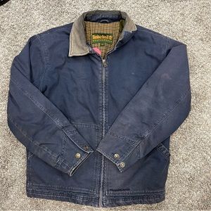Vintage timberland jacket mens medium navy heavyweight bomber coat flannel lined
